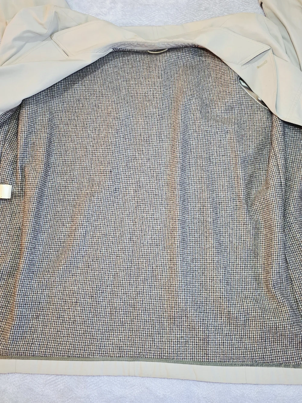 Grais Vintage Tan Car Coat Tweed Trim 46L USA Made